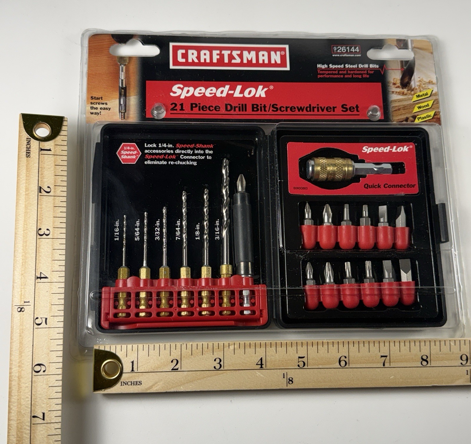 Sears Craftsman USA 21-Piece Speed-Lok Drill Bit / Screwdriver Set No 26144 NOS