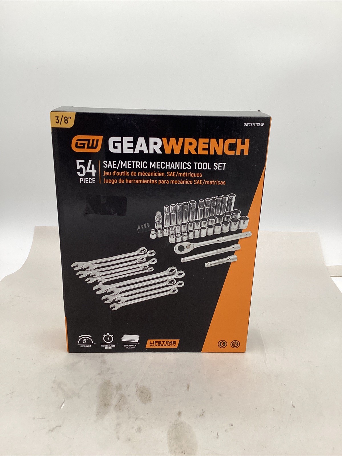 GearWrench GWCBMTS54P 54-Pc 3/8″ Drive/Metric 6 pt Standard & Deep Socket Set