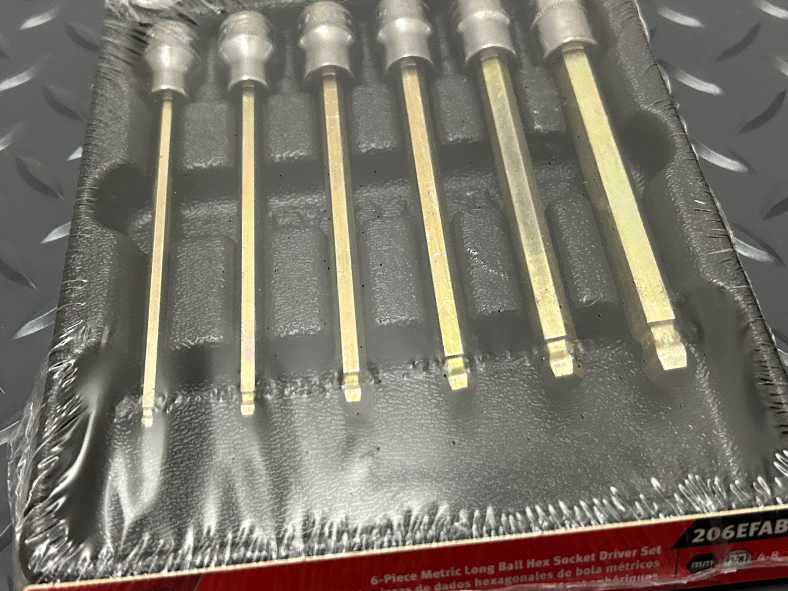 Snap-on 206efablm 6 pc 3/8 drive 4-8,10mm long ball hex driver set sealed USA