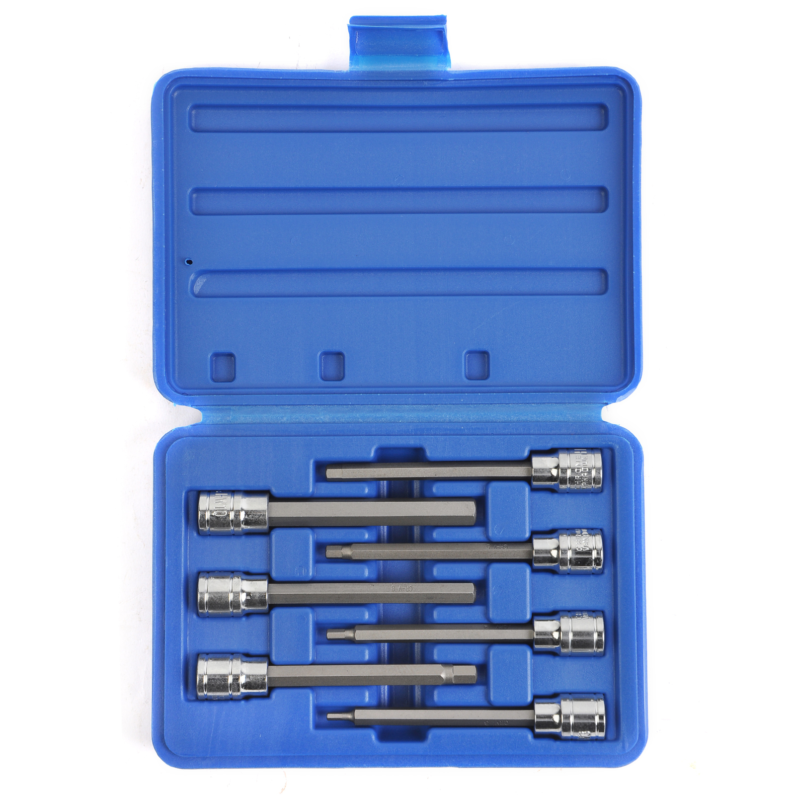 7Pcs 3/8″ Dr Extra Long Allen Hex Bit Socket Set, Metric 3-10mm, S2 & Cr-V Steel