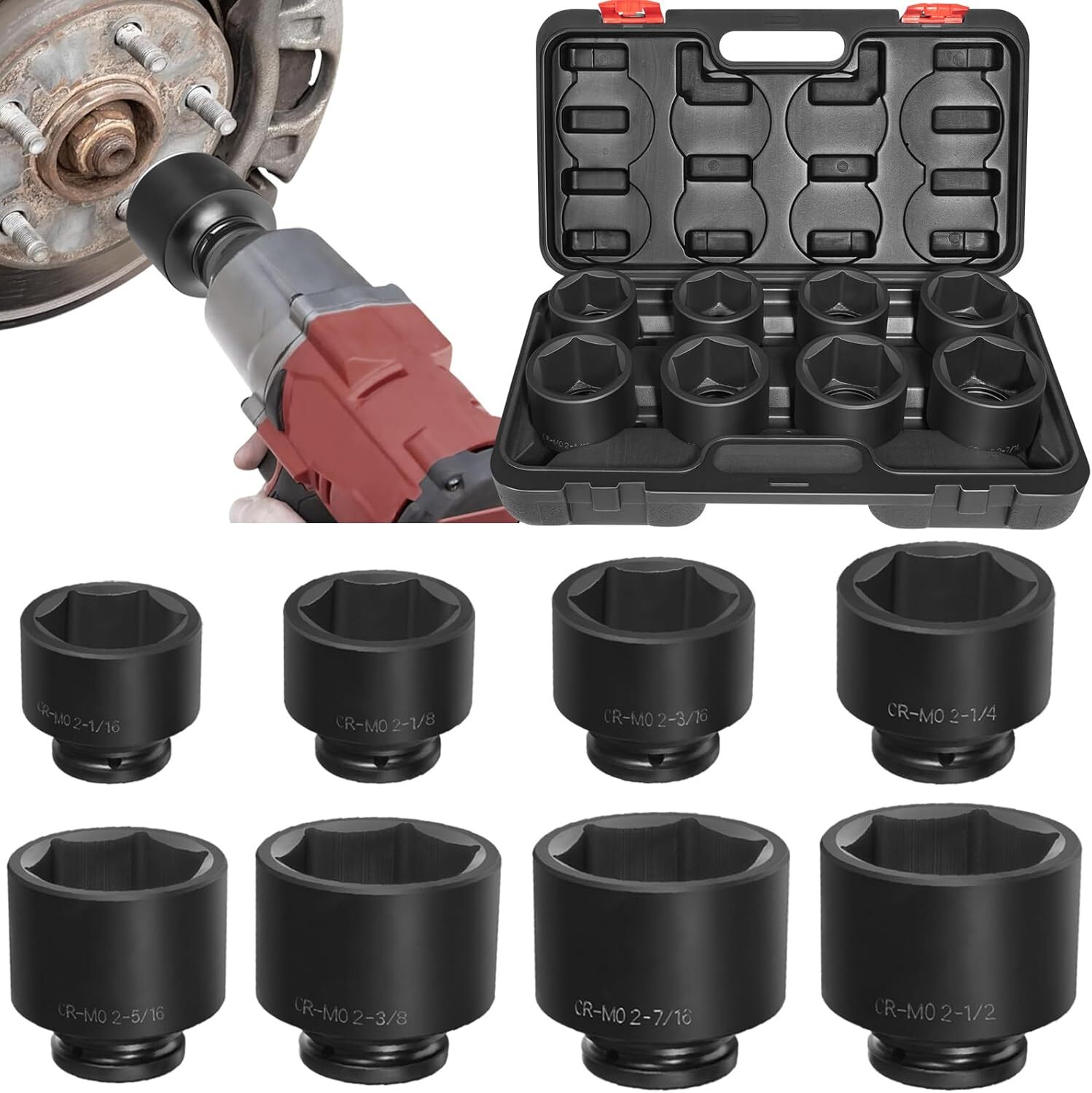 8 Pack 3/4» Drive Spindle Axle Nut Impact Socket For Wheel Hub Axle Nut Removal