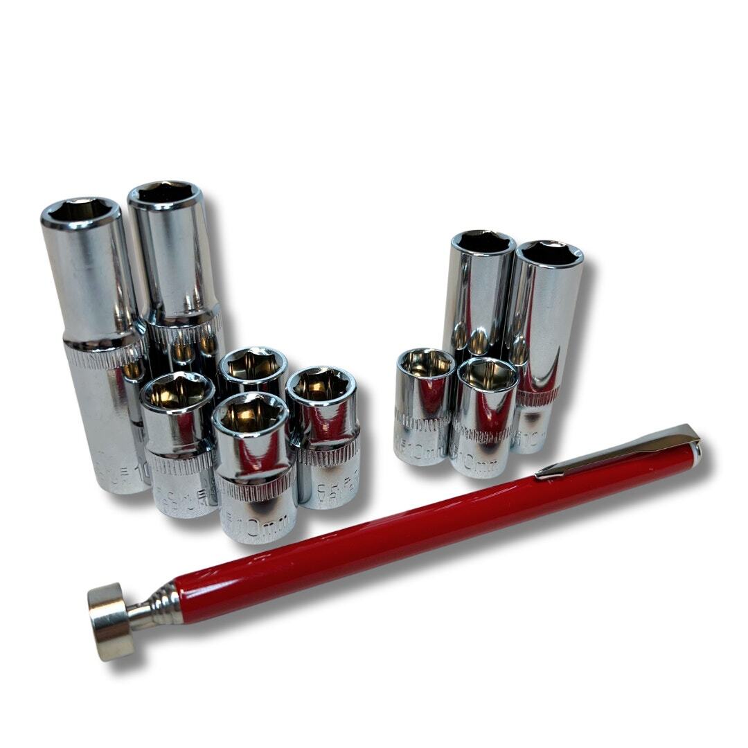 10mm Socket 10 Pcs Set 1/4″ & 3/8″ Multi Pack Magnetic Pick-up Tool