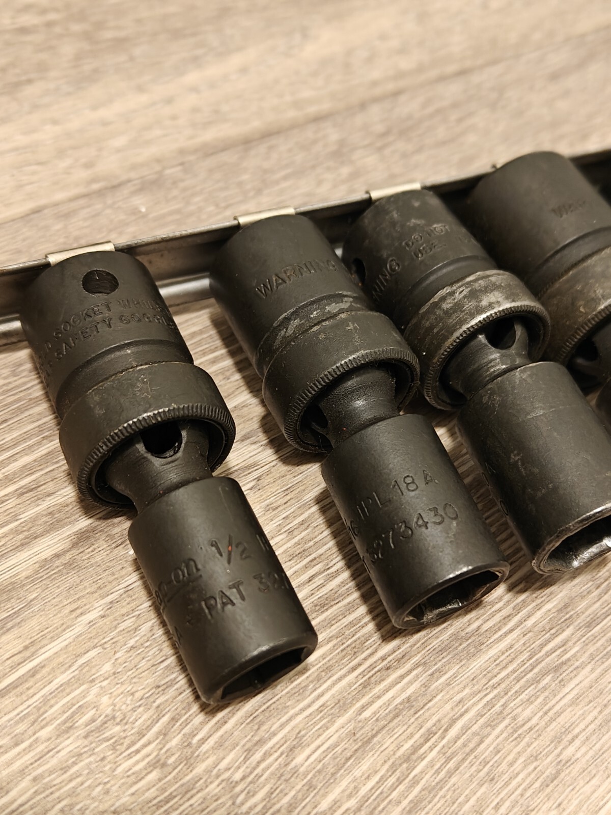 Snap On Tools USA 1/2 Drive SAE 5pc Impact Swivel Universal Socket Set Vintage