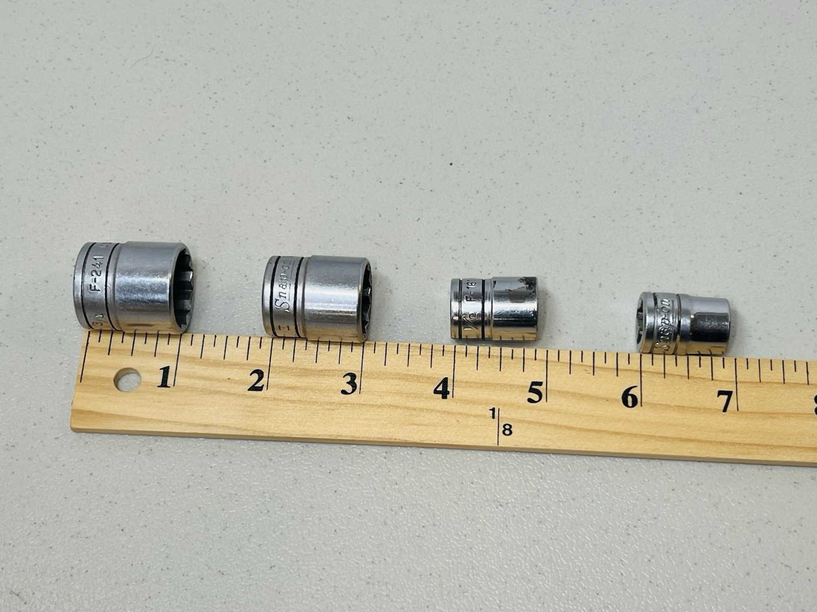 (Lot of 4) Snap-On Socket 3/8 Drive 3/4 F241 11/16 F221 1/2 F161 7/16 F141 12Pt