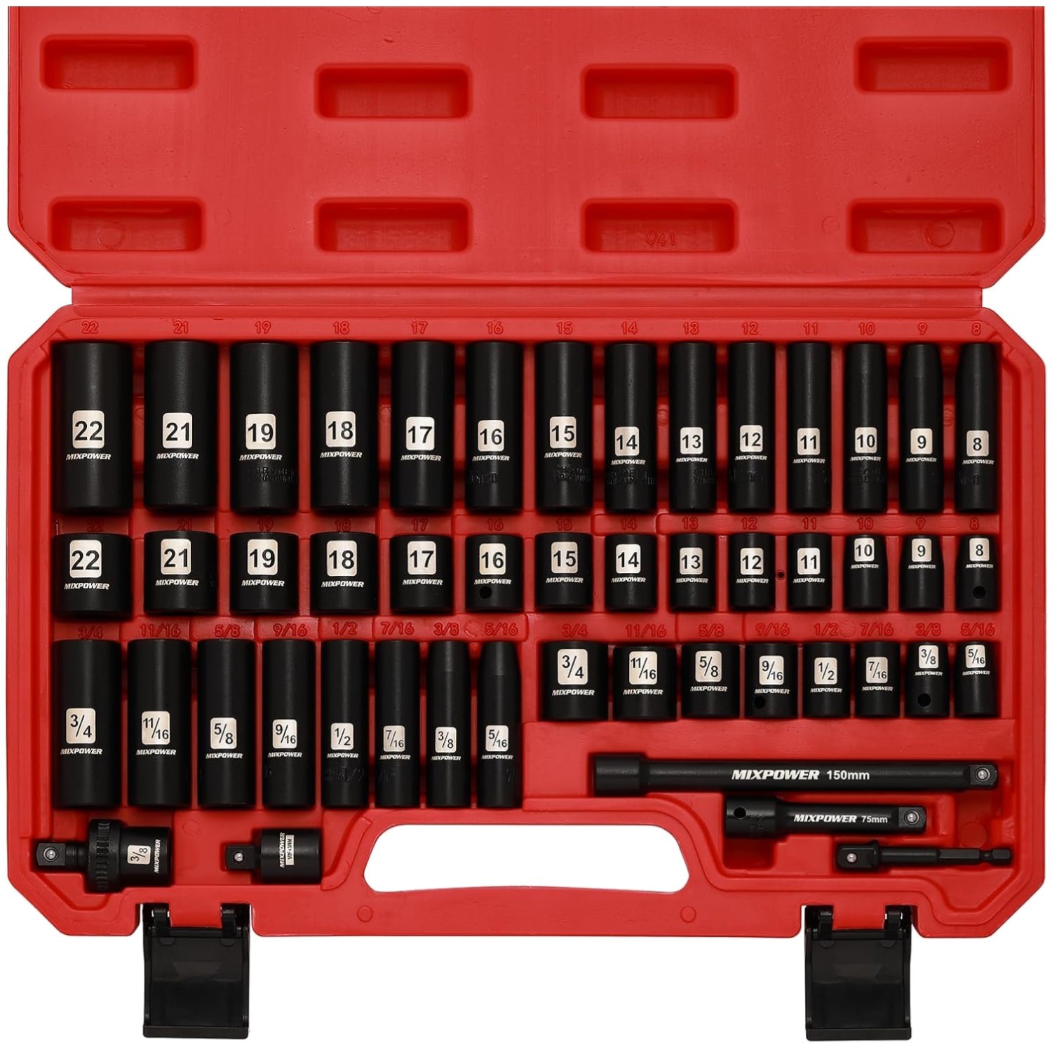 49-Piece 3/8″ Drive Deep Impact Socket Set, 6 Point