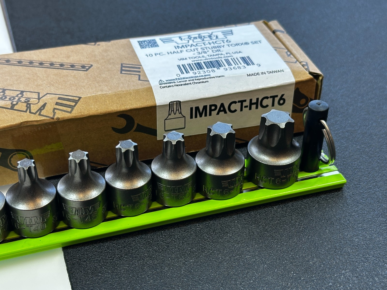 VIM 3/8″Dr 10pc Half-Cut Stubby Torx Bit Driver Socket Set, Magrail #IMPACT-HCT6