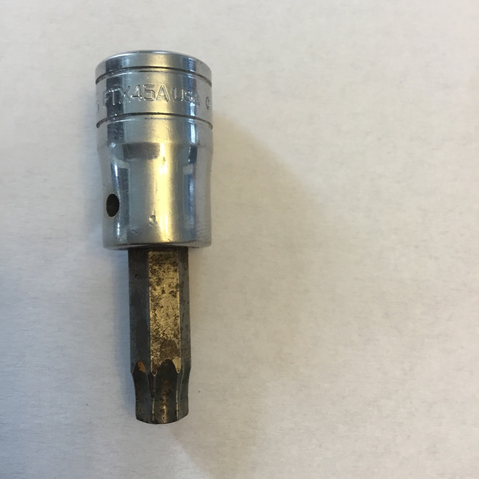 Snap-on Tools USA 3/8″ Drive T45 Torx Bit Chrome Socket Driver FTX45A Used