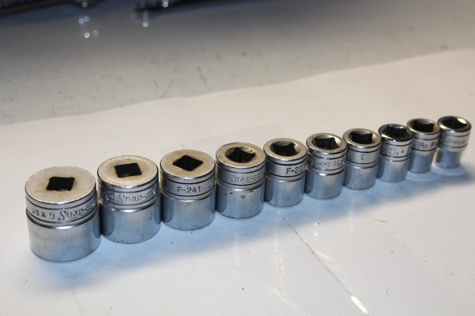 SNAP-ON TOOLS 3/8″ Drive 12-Point SAE Shallow Socket Set (3/8″-7/8″) 10PCS USA