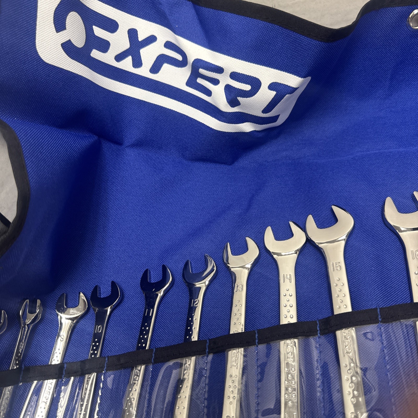 EXPERT E110313-US 18 Pieces Combination Wrench Set W/Roll Blue Pouch Brand New