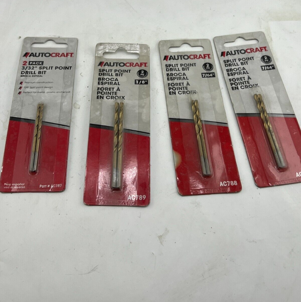 4 PACKS OF 2 AUTOCRAFT GENUINE AC788 Split Point Drill Bit 7/64″