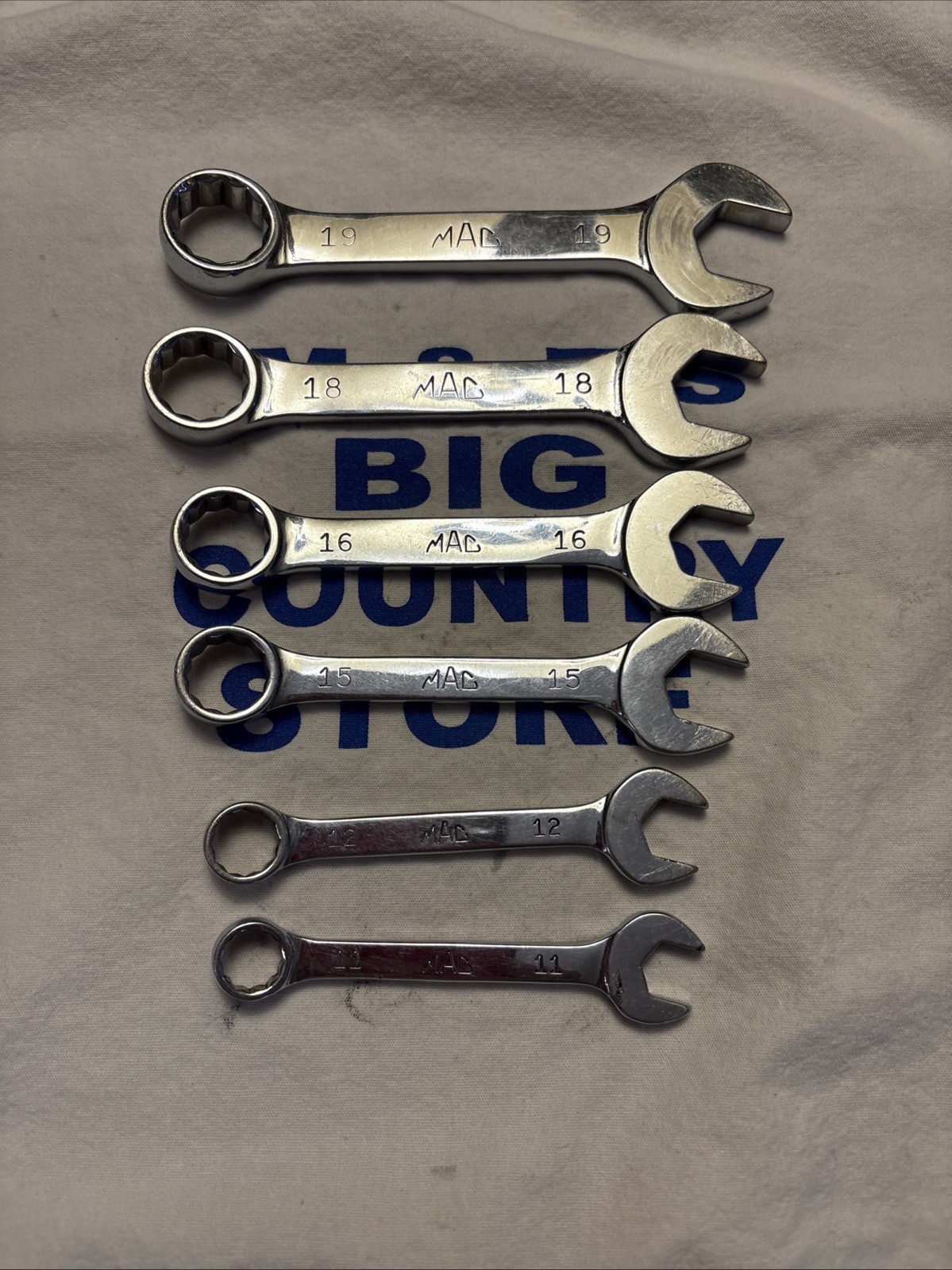 Mac Tools USA 6pc 12pt Metric 11mm-19mm Stubby Combination Wrench Set