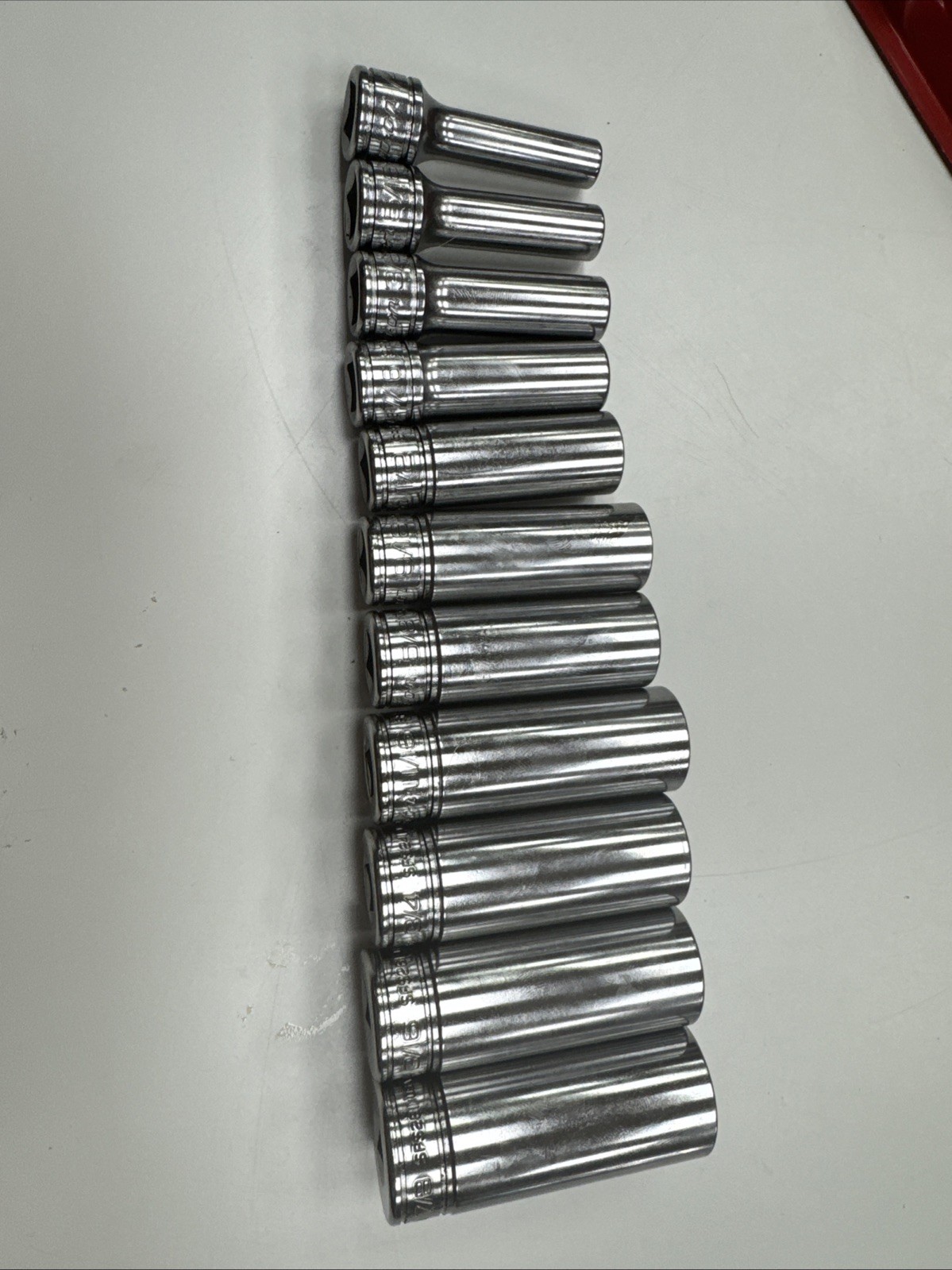 For Snap-on Tools 11pc 3/8″ Drive SAE 6 Point Deep Chrome Socket Set 211SFSY