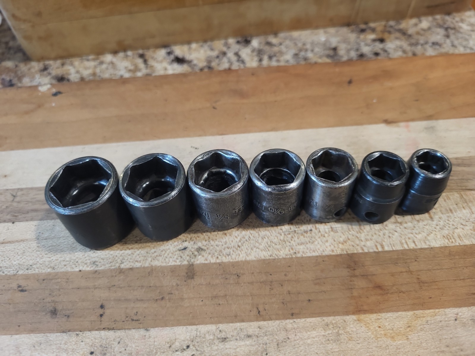Snap On 207IMF 3/8″ Dr. 7 Pc. SAE Shallow 6 Pt. Impact Socket Set 3/8″-3/4″
