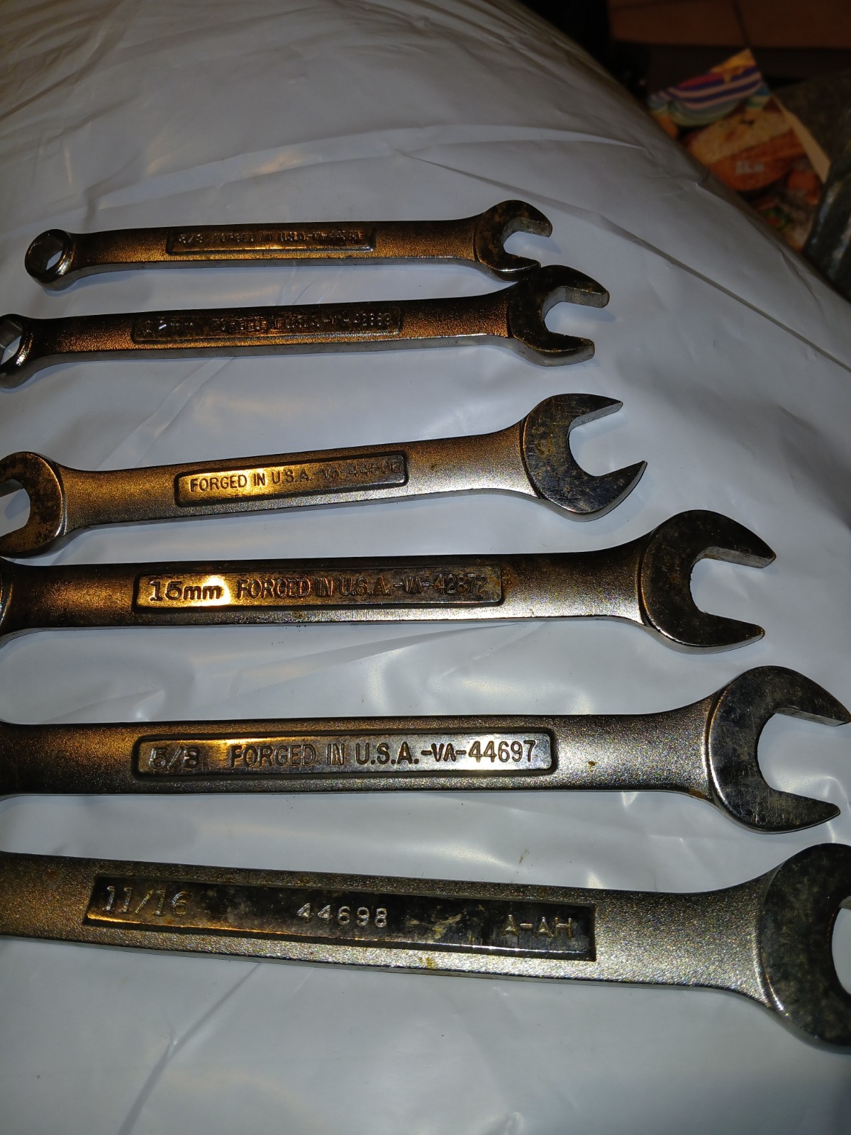 Craftsman Combination Wrench Lot of 6 – 11/16, 3/8, 5/8 12mm, 14mm, 15mm