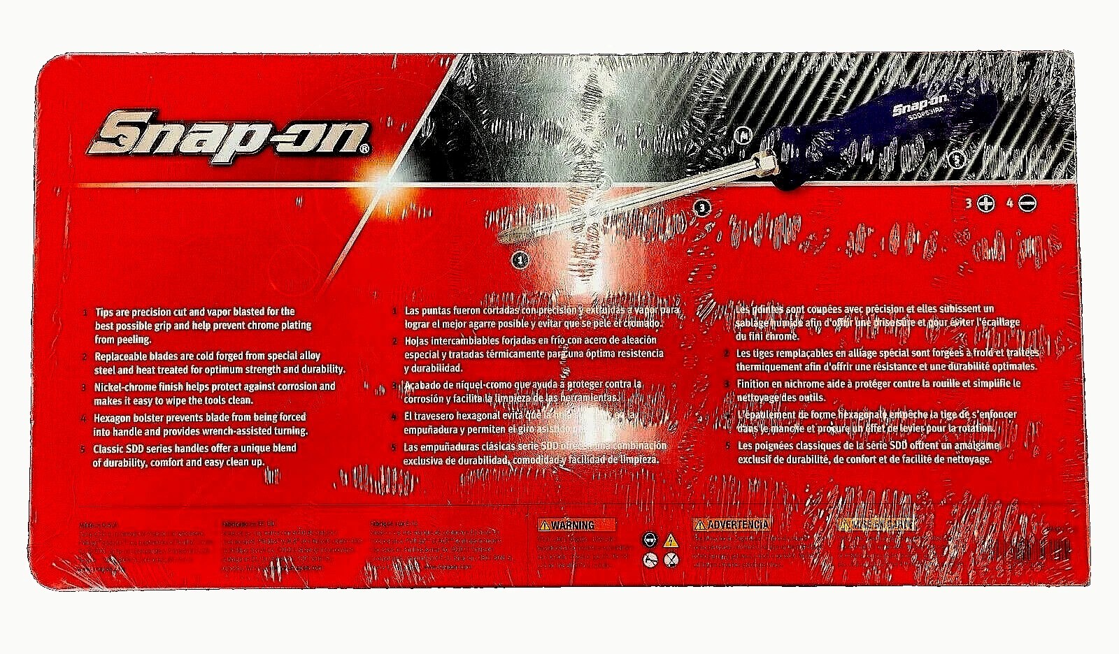 New Snap-on™ Power Blue Hard Handled 7-piece Screwdriver Set SDDX70AMB