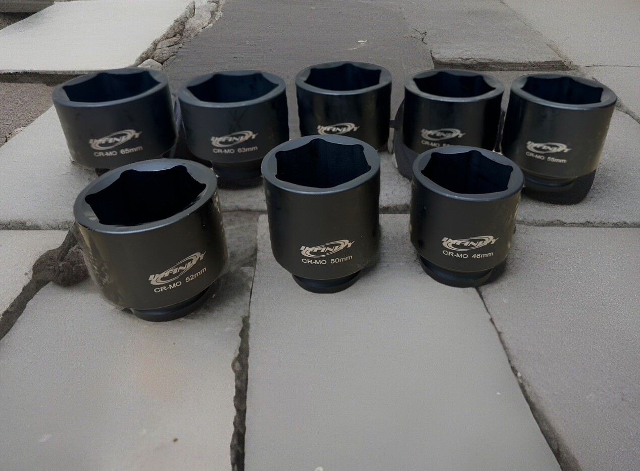 8pcs 3/4” Dr Jumbo Shallow Metric Air Impact Socket Set Cr-MO 6 Point 46mm- 65mm