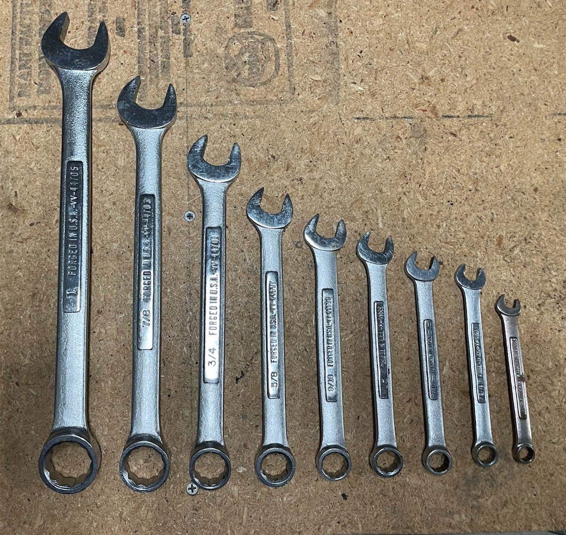 Craftsman USA 20 pc SAE Metric Combination Wrench Sets. Mostly VV 18-8mm 1”-5/16