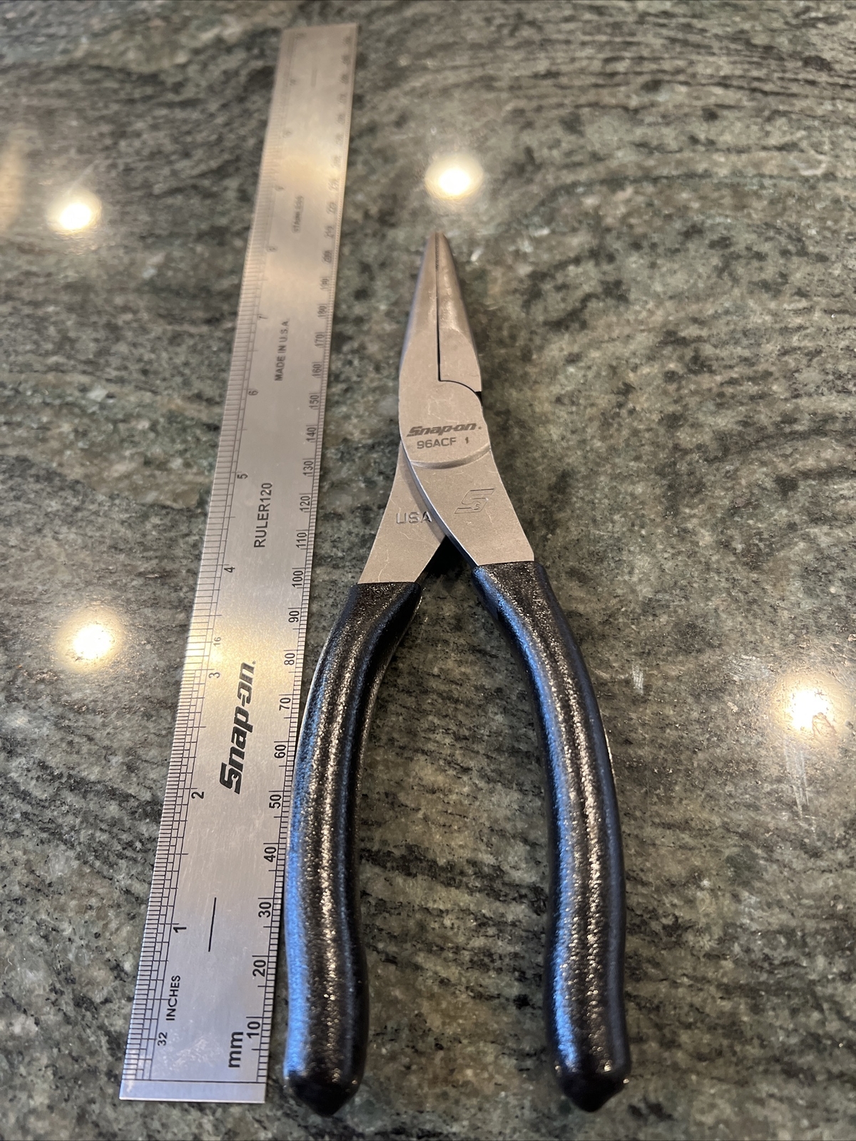 Snap-On 96acf 8” talon grip needle nose pliers black