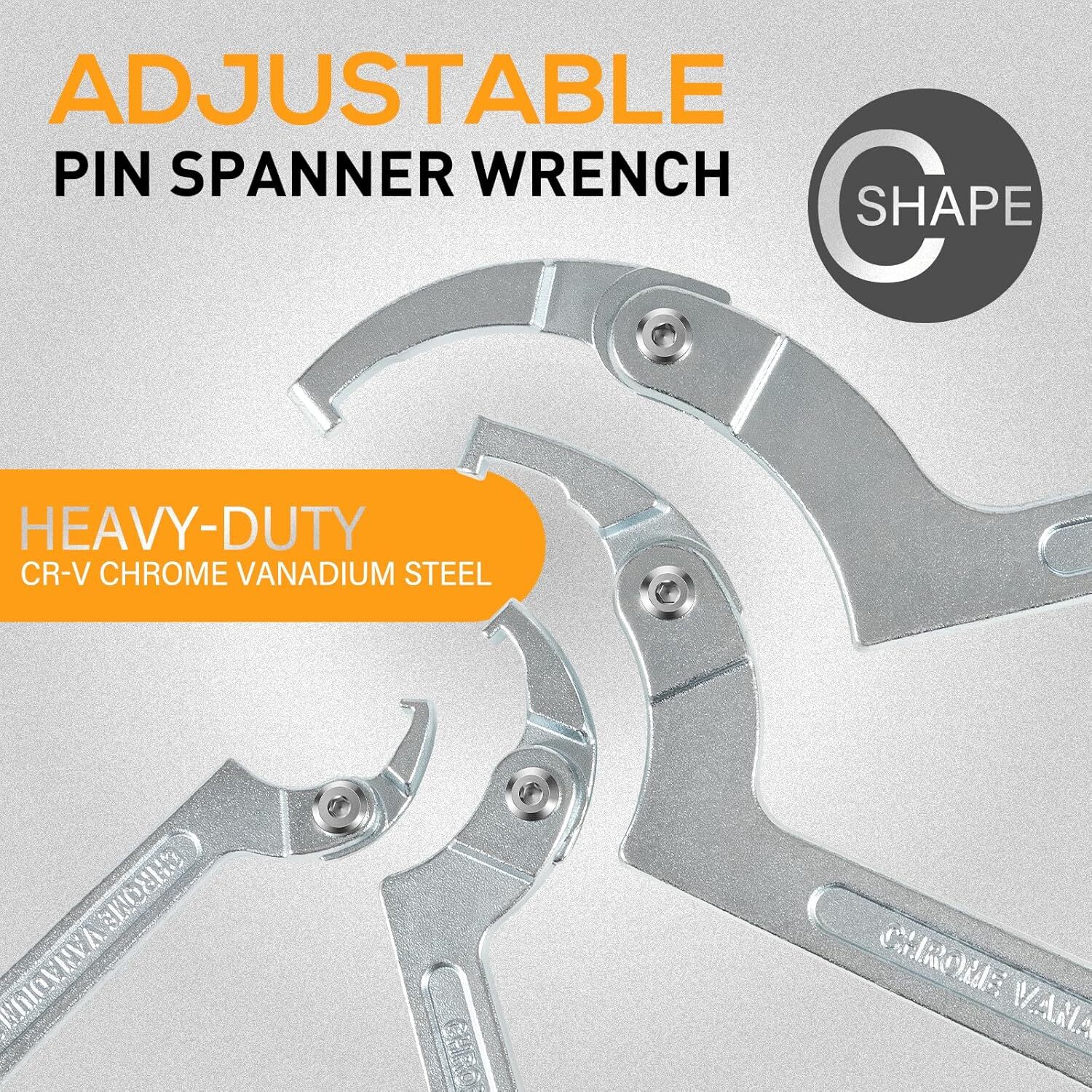 8 Pack Adjustable Hook C Pin Spanner Wrench Tool Set Nut Wrench 3/4″ to 6-1/10″