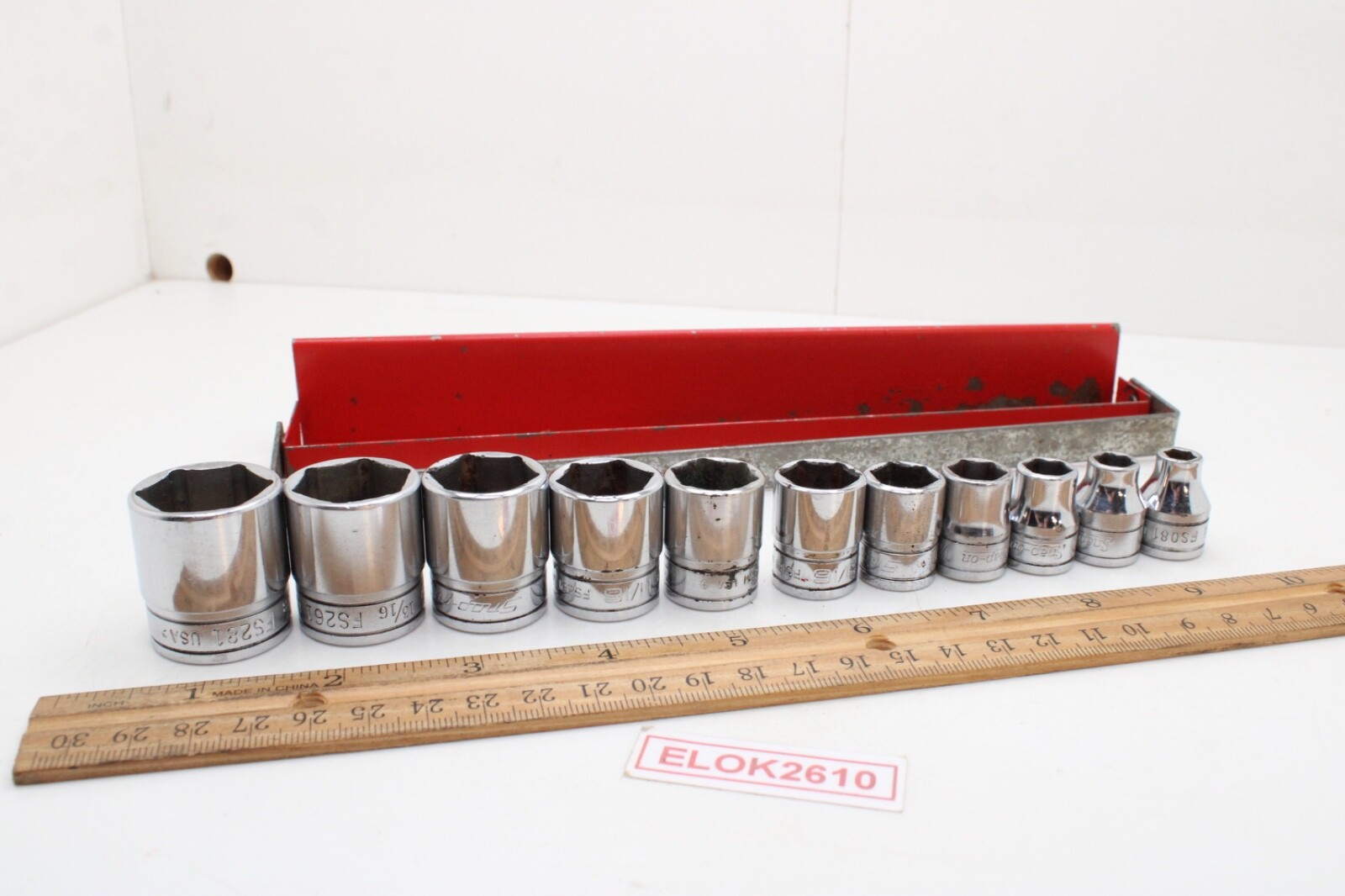 Snap On FS081-FS281 1/4″-78″ 3/8″ Drive 6 Point 11 Piece Shallow Sockets Set USA