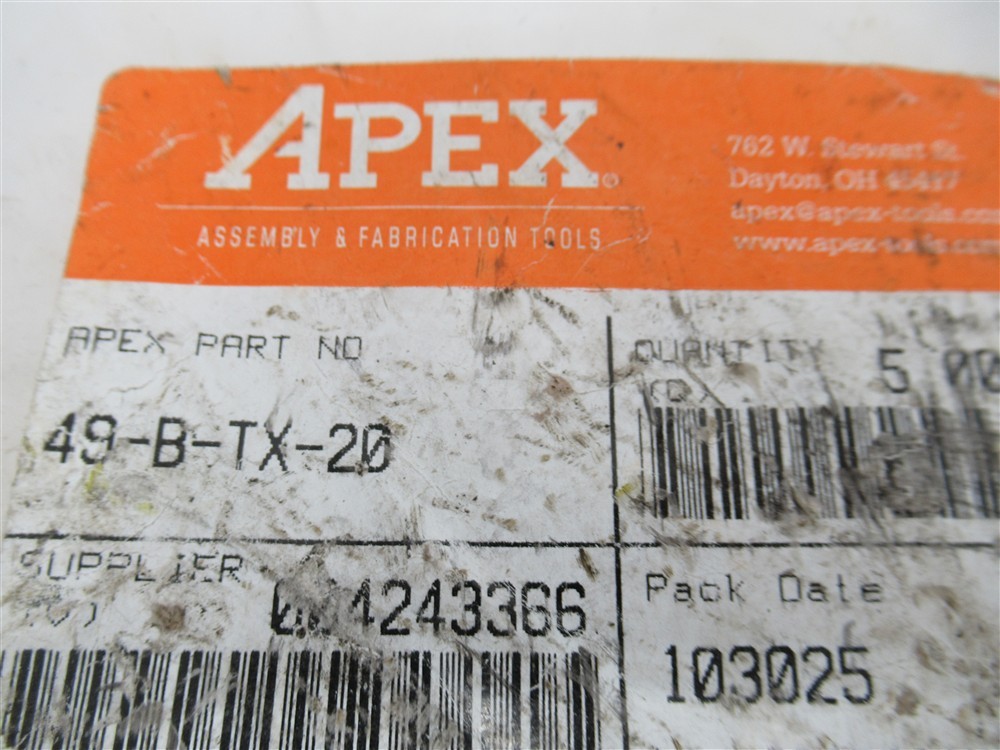 Apex 49-B-TX-20 , T20 x 3-1/2″ Torx Power Drive Bit (PK 5)