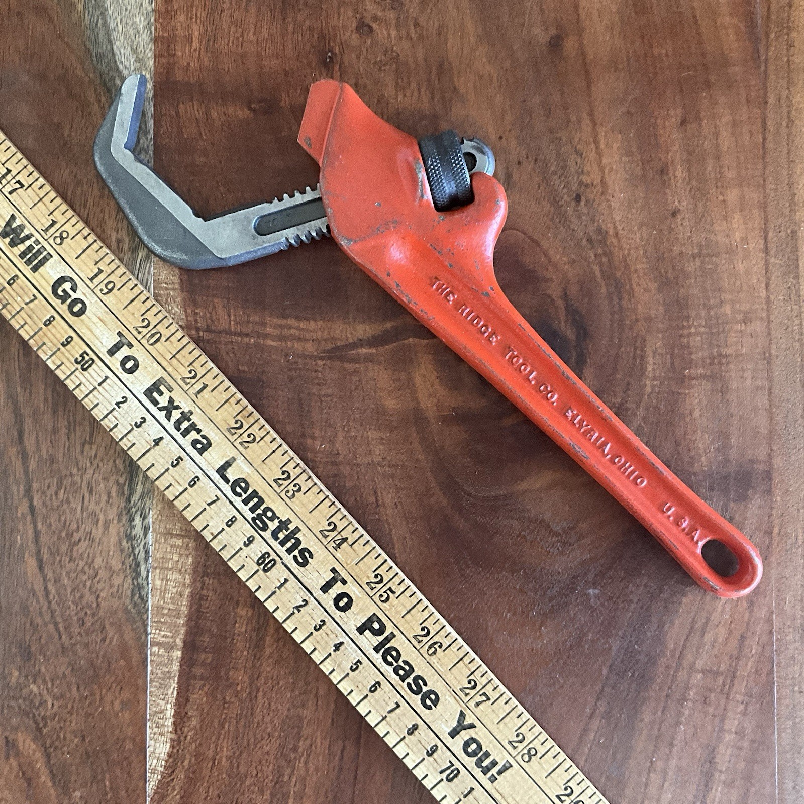 Ridgid Model E-110 Offset Hex Smooth Jaw Pipe Wrench, Red, American Made