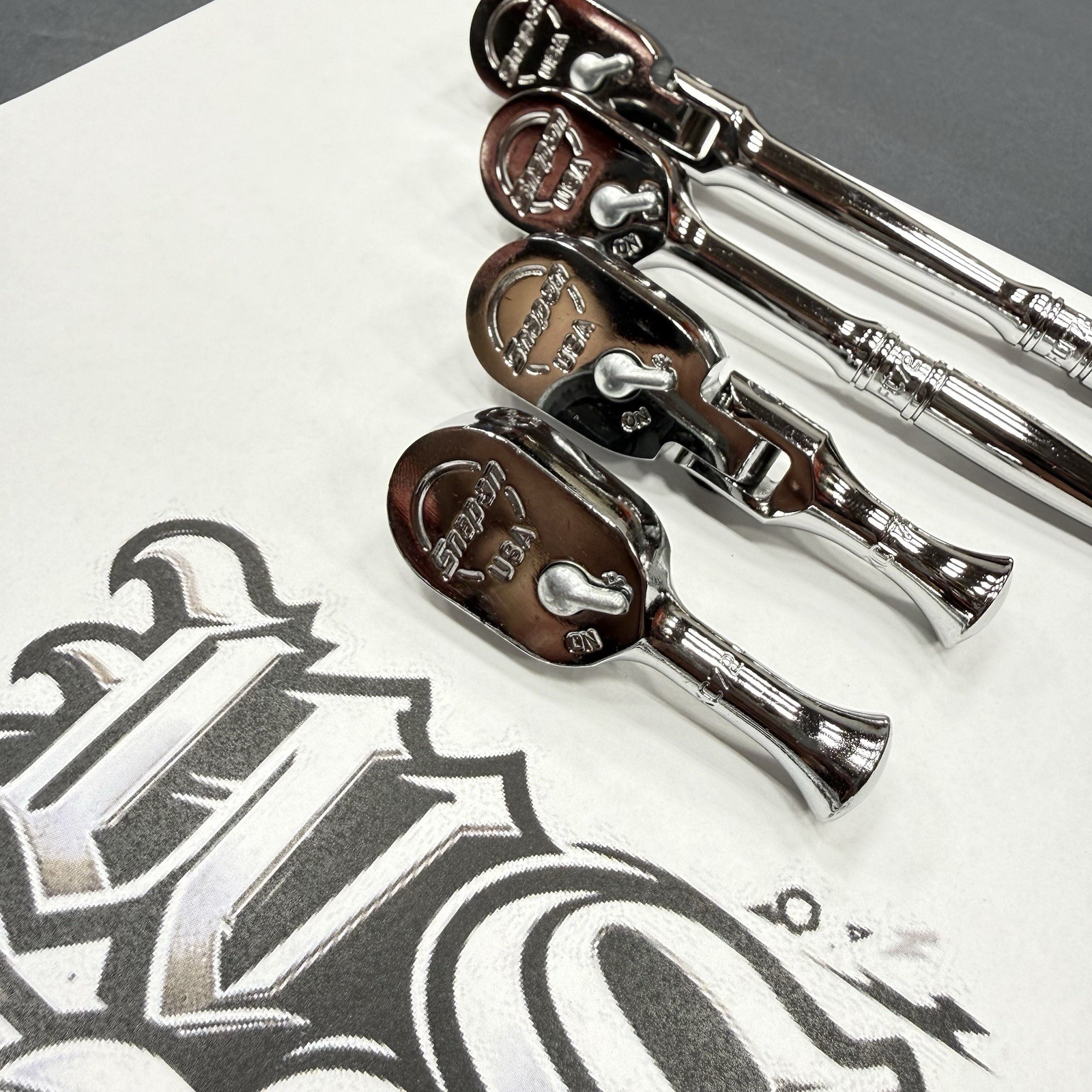 Snap-on Tools USA 4pc 3/8″ Drive Chrome Handle COMPACT Body Ratchet Set FKC72