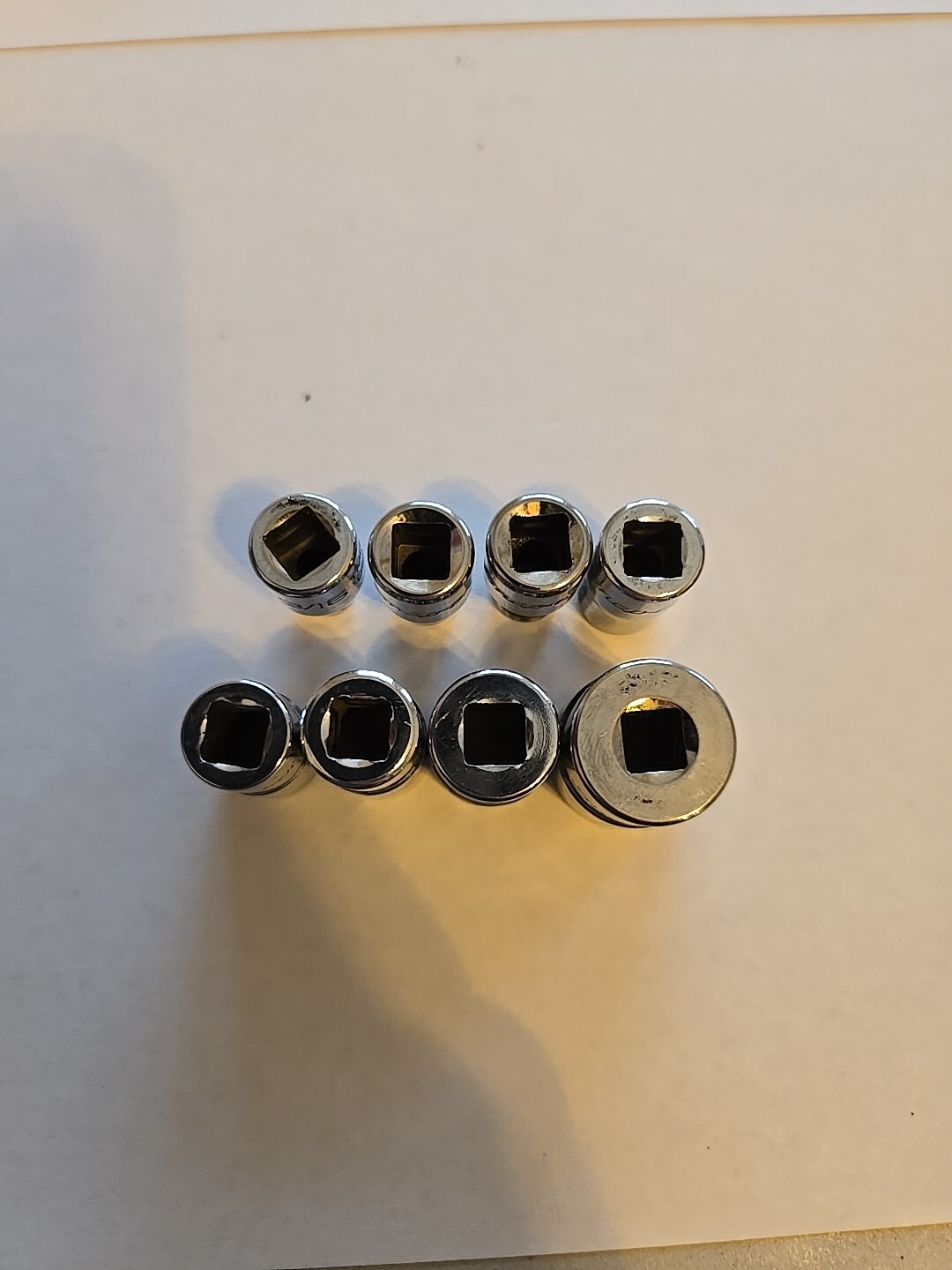 Snap On 1/4″ Drive 3/16″-7/16″ 9/16″ 12PT Shallow Chrome Sockets Lot Of 8