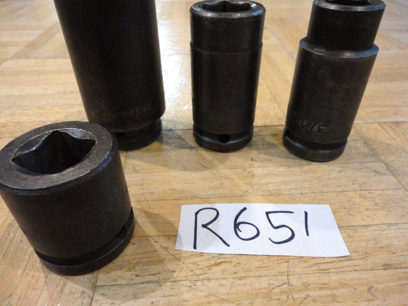 MAC TOOLS 4 PIECE 3/4 DRIVE SAE. DEEP IMPACT & SHORT BUD WHEEL SOCKETS