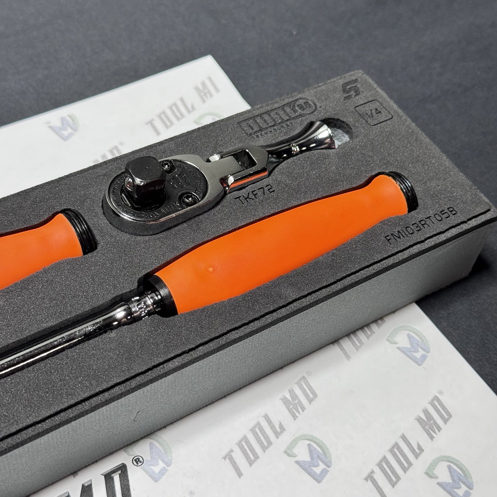 Snap-on Tools USA NEW REVERSE ORANGE Compact 3pc 3/8″ Drive Ratchet Set 103RT05F