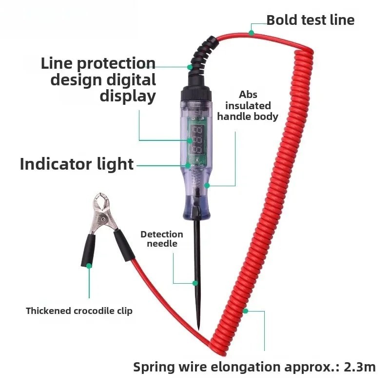 Automotive Test Light Circuit Probe Voltage Tester LED 9V-72V