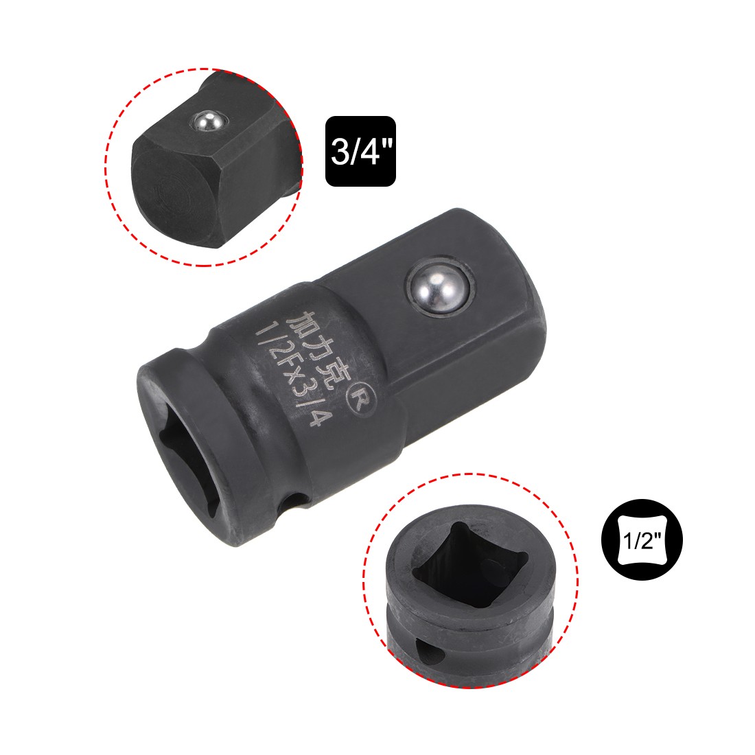 Impact Socket Adapter and Reducer 3/4-Inch Square Drive by 1/2-Inch Cr-Mo 2 Pcs