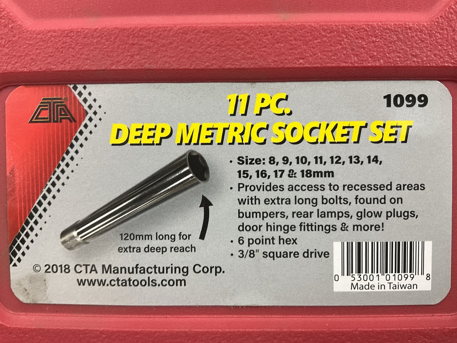 CTA TOOLS 1099 11 Piece EXTRA Deep Metric Socket Set (8mm-18mm)