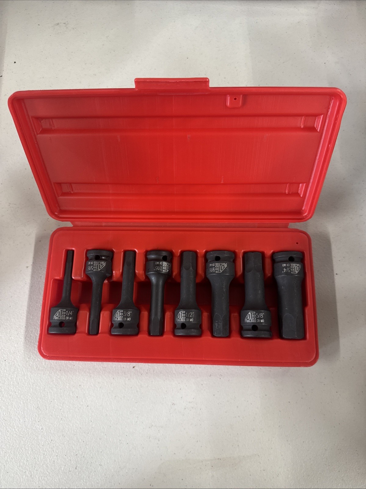 ATE 8pc 1/2 DR. (CR-MO) SAE Hex Imapct Socket Bit Set/Professional Quality Tool
