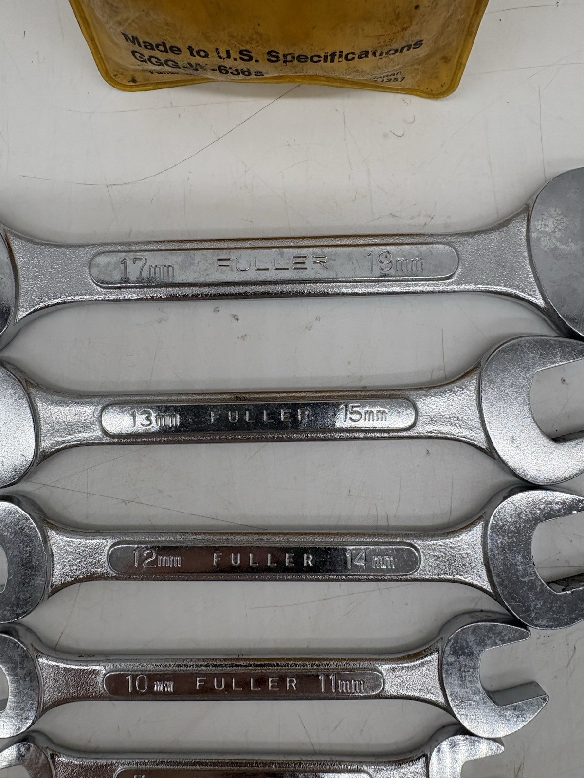 Vintage FULLER Metric Open End Wrench Set 6mm -19mm w/Storage Pouch Wrenches