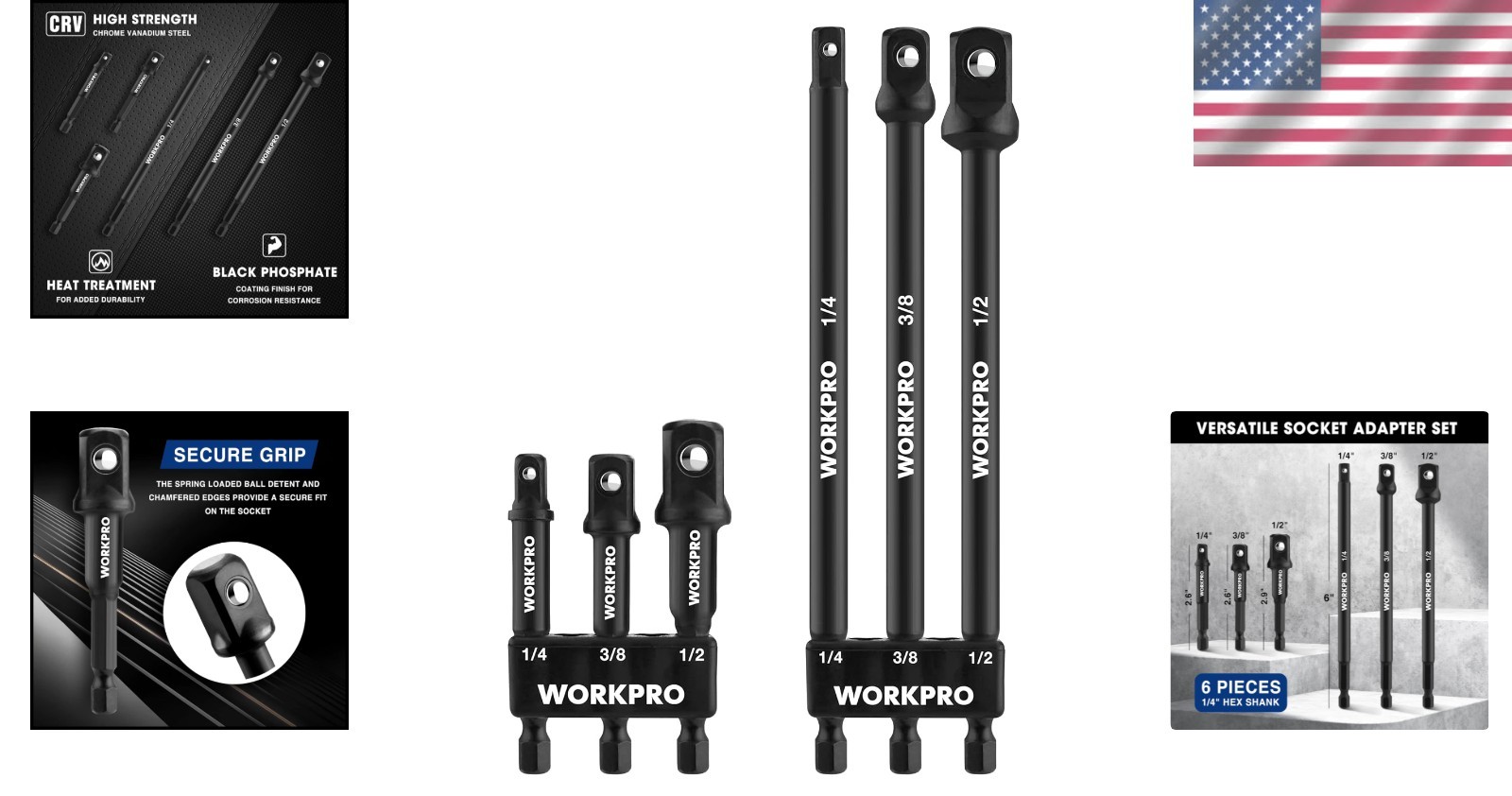 High-Strength 6-Piece Socket Adapter Set – Ideal for Drills & Impact Drivers