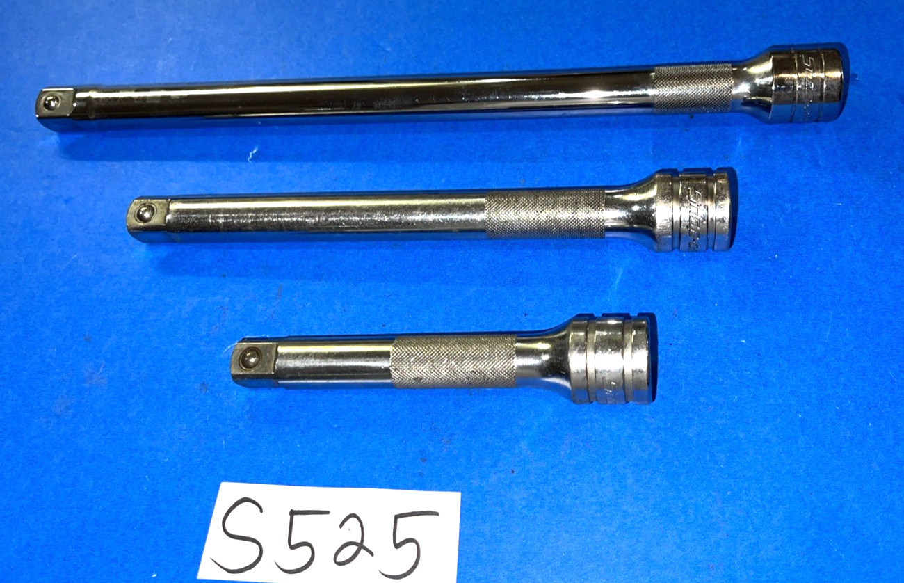 SNAP-ON TOOLS 3 PIECE 1/2 DRIVE KNURLED EXTENSIONS 5, 8, 11 INCH