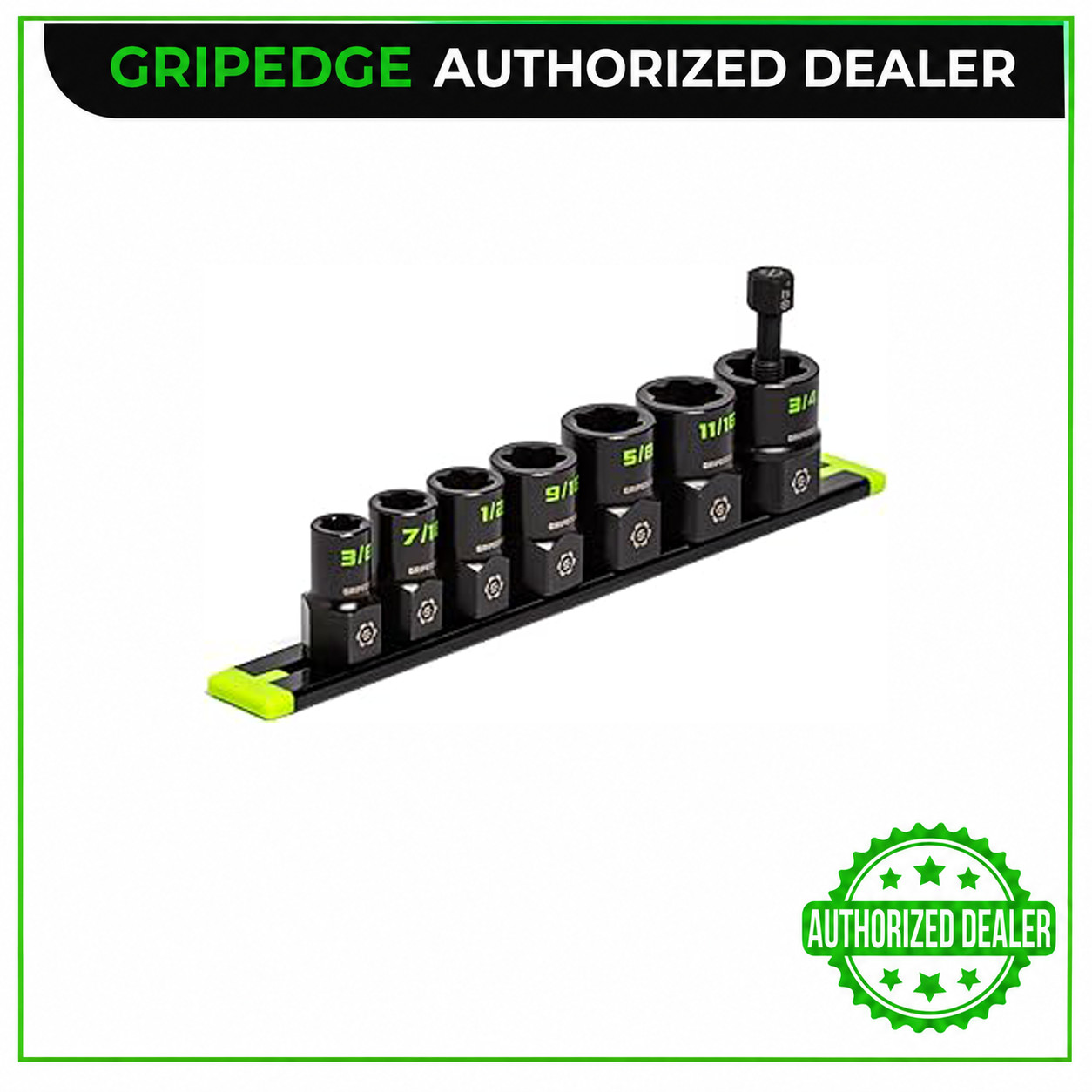 GRIPEDGE XBS7S | 7-PC – 3/8» Drive SAE RPT Socket Extractor Set | One Size