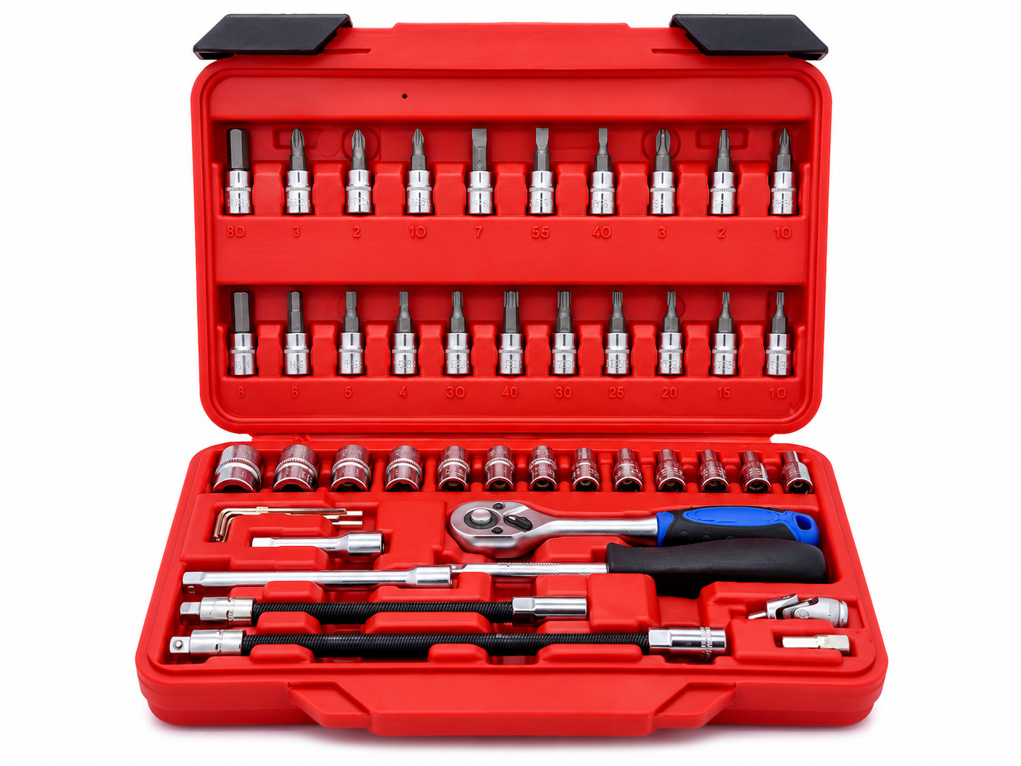 45PC 1/4″ Dr Metric Socket Set CR-V Hex Torx Bit Ratchet Wrench Case
