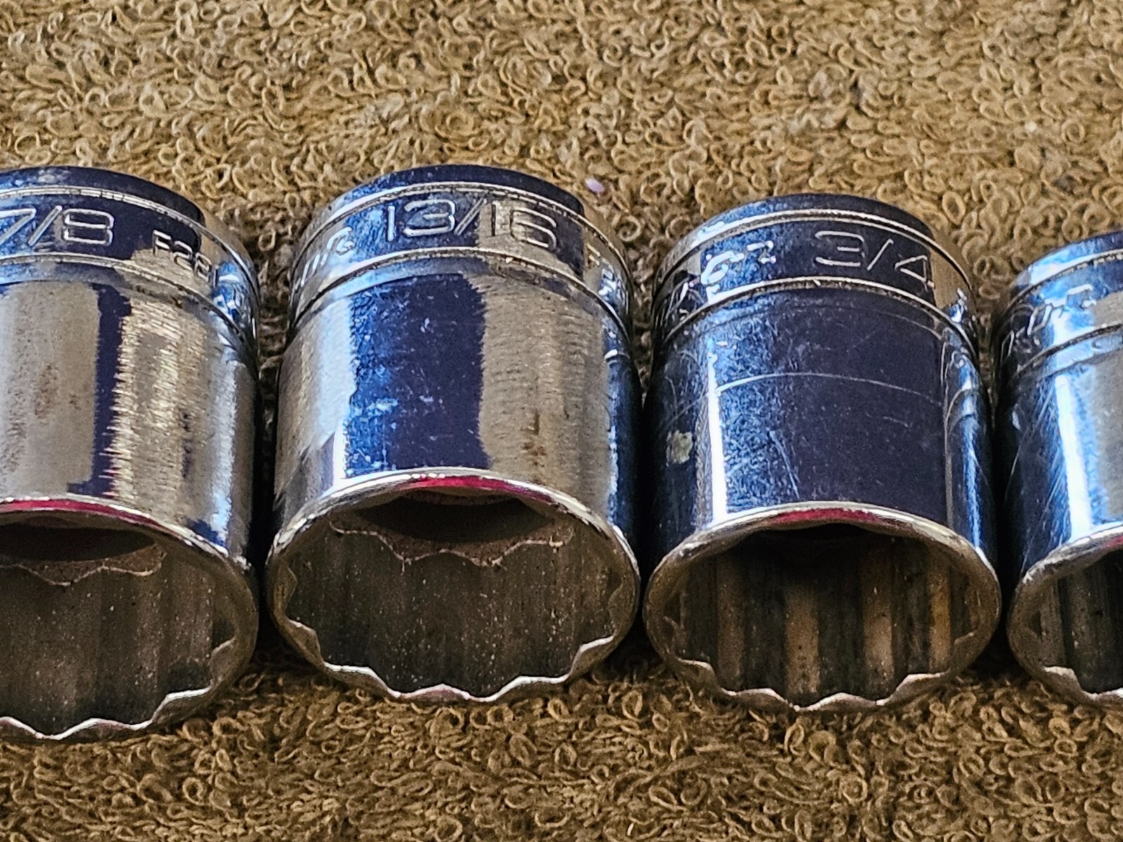 13 Snap On Socket Set 3/8″ Drive F F301 12 Point SAE 15/16 7/8 13/16 3/4 11/16