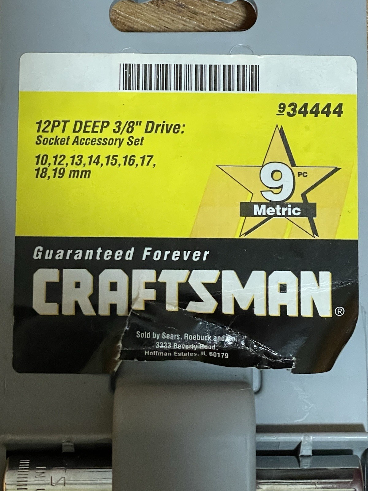 Craftsman 9 Piece 12 Point Deep 3/8 Inch Metric Socket Set — Part 34444