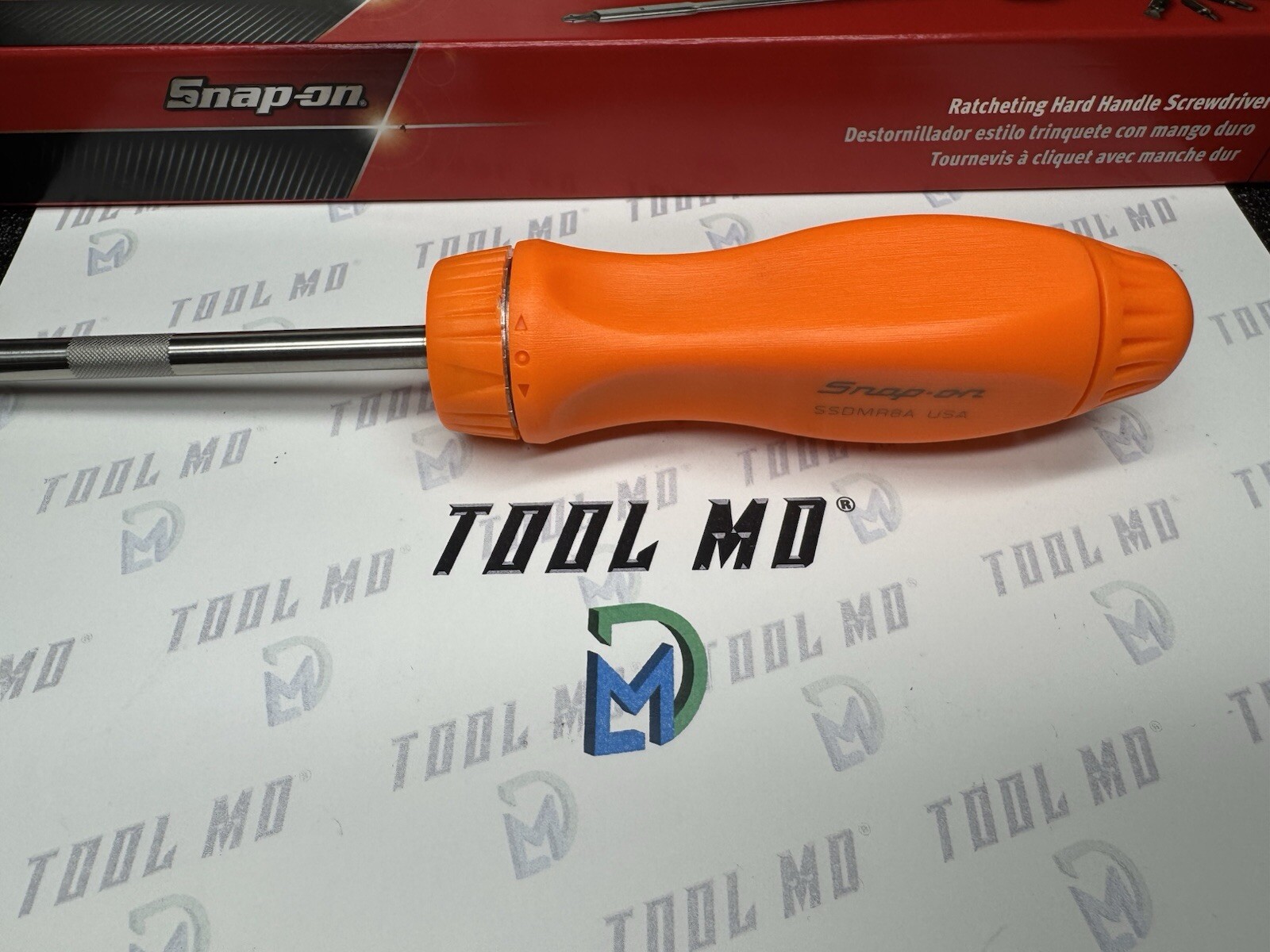 Snap-on Tools USA NEW ORANGE Hard Grip 8″ Shaft Ratcheting Screwdriver SSDMR8AO