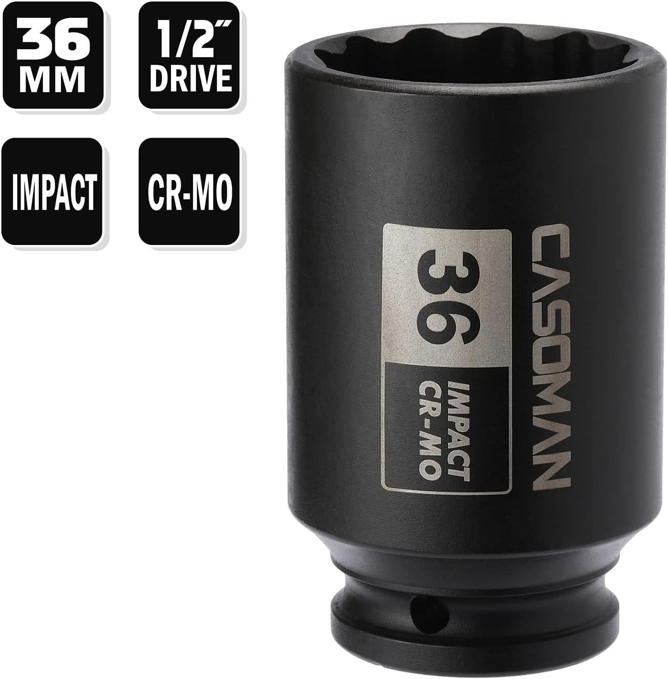 Durable 1/2″ Drive 36mm 12PT Axle Nut Socket – Corrosion-Resistant Finish