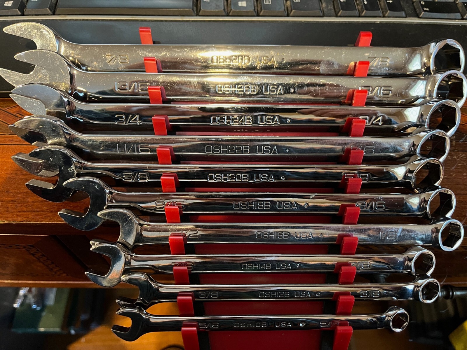 🔥Snap-on OSH710B 6 Point SAE Combination Wrench Set 10 Wrenches 5/16-7/8″