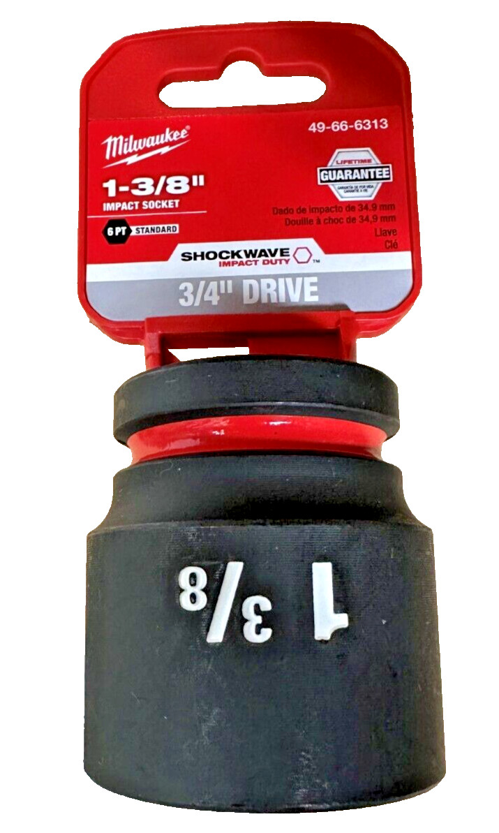 Milwaukee 49-66-6313 3/4″ Drive Standard Length Impact Socket 1-3/8″ 6 Point
