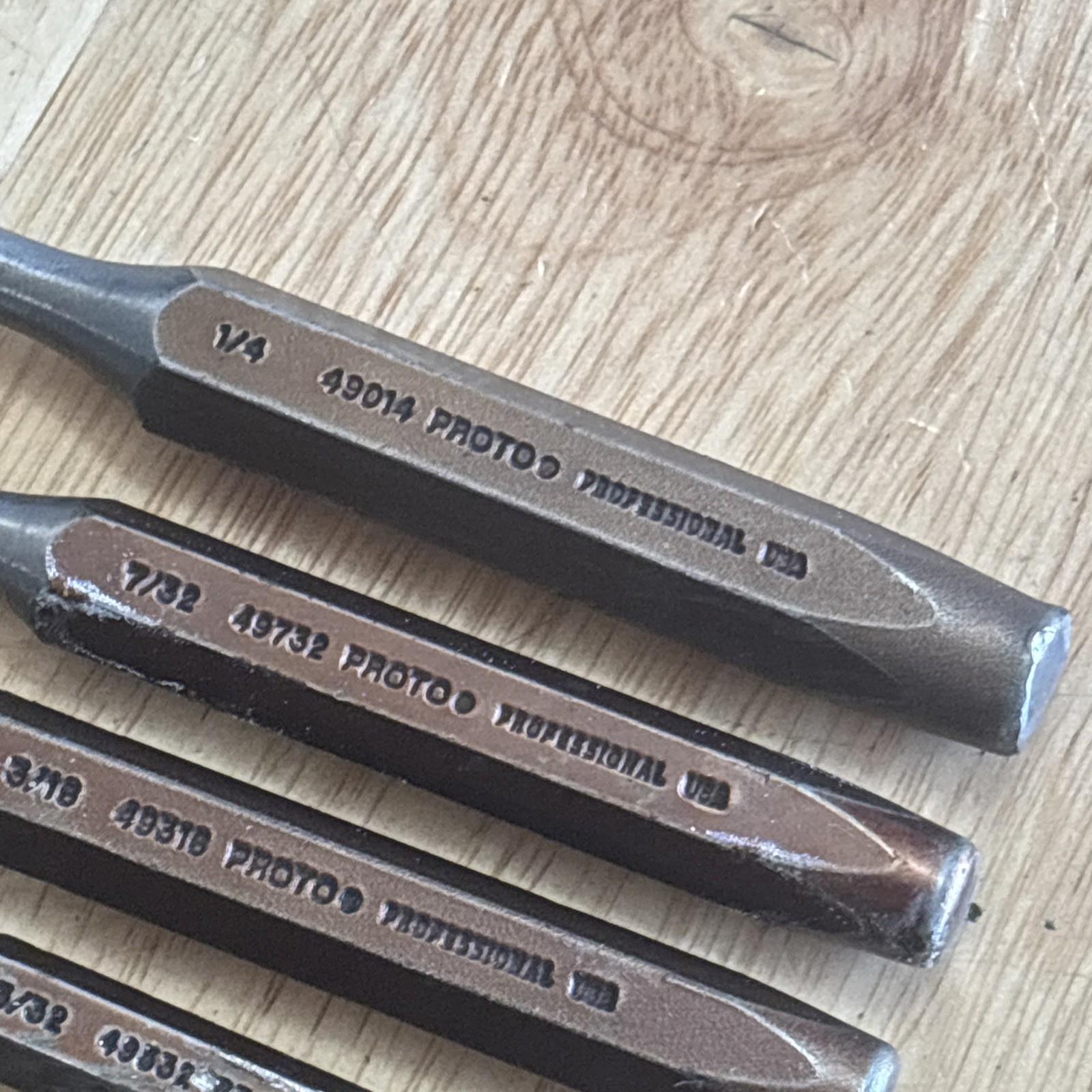 Proto Professional Roll Pin Punch Set 1/16” To 1/4” J49007S2 USA READ!