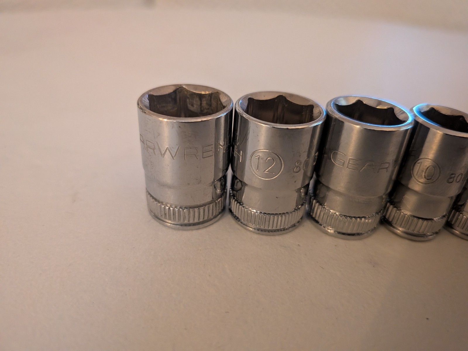 10 Pc Gearwrench Chrome Metric Socket Set. 1/4” No rust, No markings