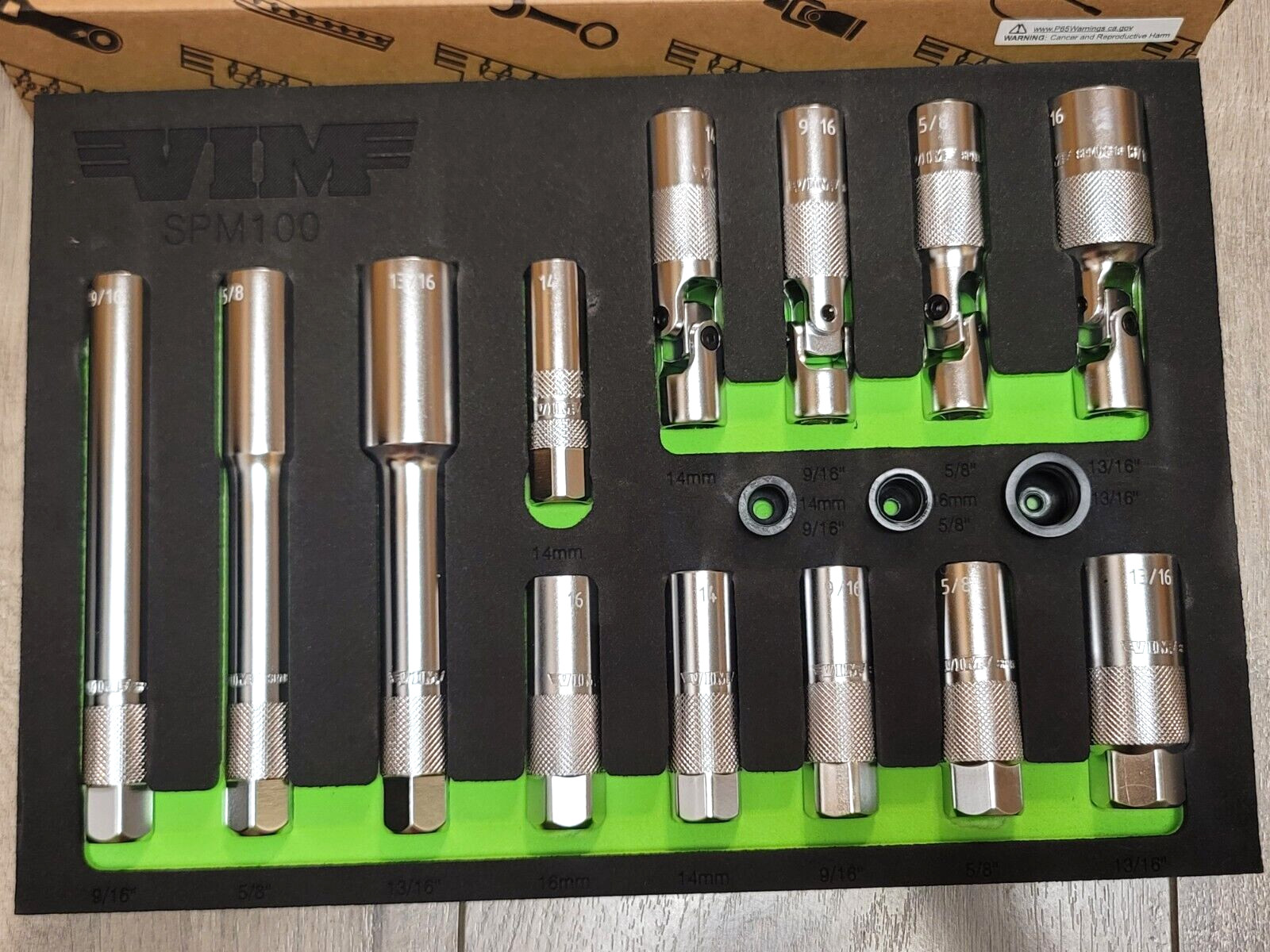 VIM 13pc Master Spark Plug Socket Set 14mm, 16mm, 9/16″, 5/8″ & 13/16″ #SPM100