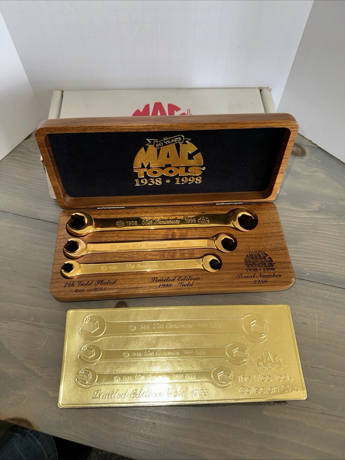 Mac Tools 60th Anniv Ltd Ed 24kt Gold Plated Hexagonal Flare Nut Wrench Set