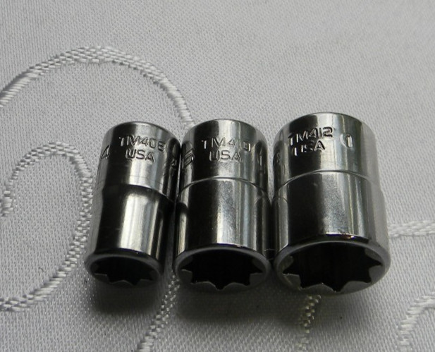 SNAP-ON 1/4″ DR 3PC SAE 8PT DOUBLE SQUARE SOCKETS 1/4″, 5/16″, 3/8″ #TM408-TM412
